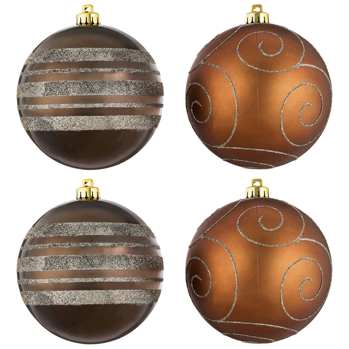 4-Count Champagne and Cream Ball Shatterproof Christmas Ornaments, 6", by Holiday Time