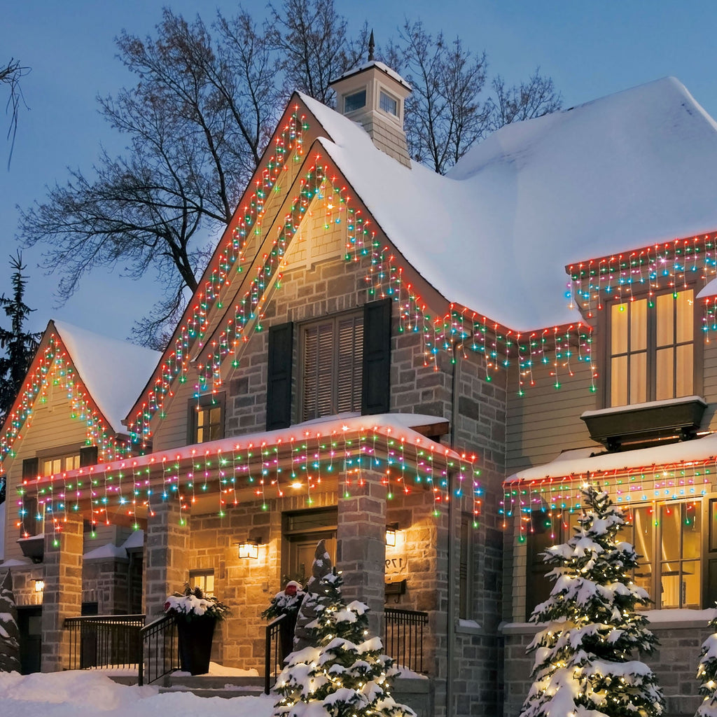 Indoor/Outdoor 300-Count LED Christmas Icicle Lights, Warm White, White Wire, 18', by Holiday Time