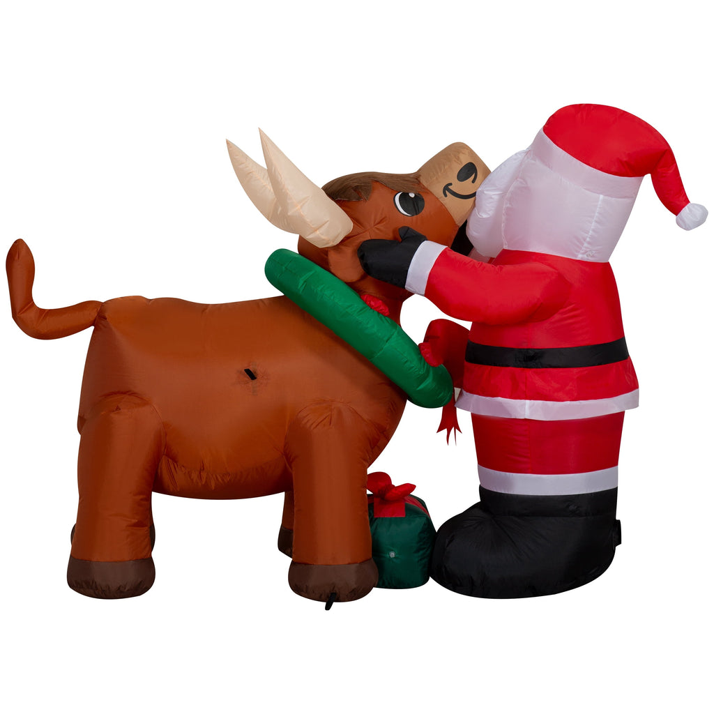 Multicolor Santa and Highland Cow Christmas Airblown Yard Inflatable, 5.5', by Holiday Time