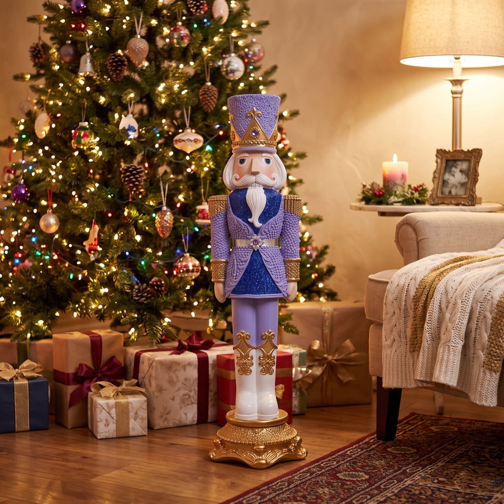 Sunnydaze Pink Polyresin Kenneth the Princely Nutcracker Christmas Statue, 37"