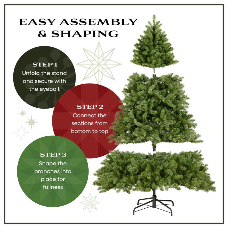National Tree Company 9 ft. Pre-Lit Jersey Fraser Fir Full Artificial Christmas Tree, 1,500 Clear Lights, 4,804 Tips, Includes Stand, Green