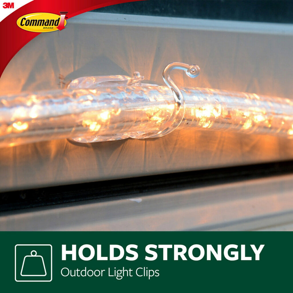 Command Outdoor Light Clips, Clear, Damage Free Decorating, 30 Clips and 32 Command Strips