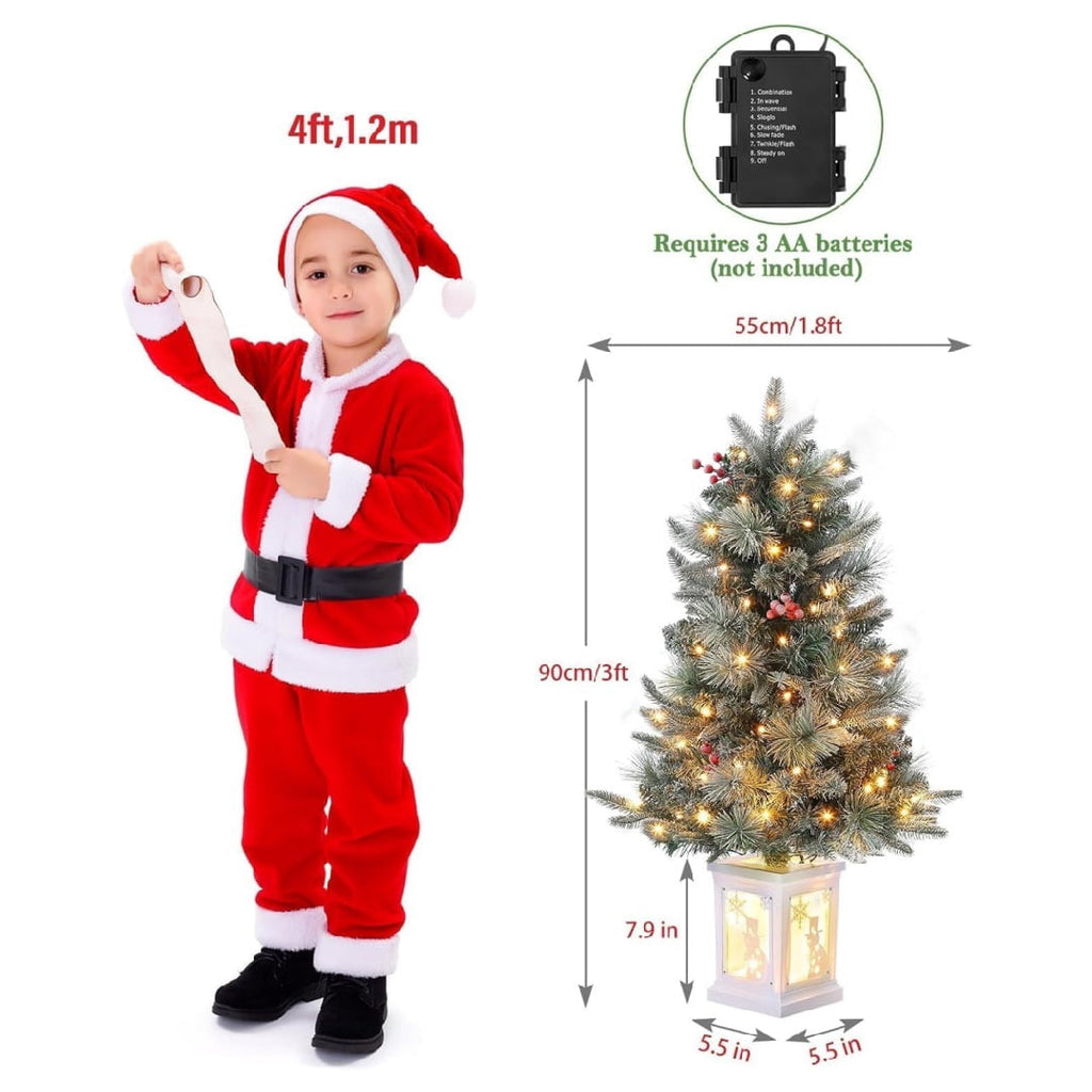 3ft Pre-Lit Fiber Optic Christmas Tree, 78 Dual-Color LED Lights with 8 Modes, Tabletop Xmas Tree for Home Office Party Decor (1pc or 2pcs)
