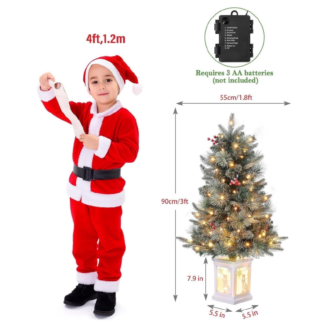 3ft Pre-Lit Fiber Optic Christmas Tree, 78 Dual-Color LED Lights with 8 Modes, Tabletop Xmas Tree for Home Office Party Decor (1pc or 2pcs)