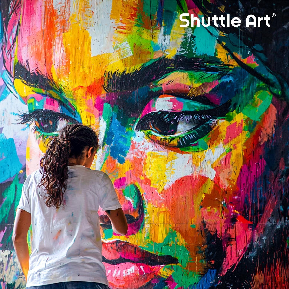 Shuttle Art Outdoor Acrylic Paint Set, 12 Colors Waterproof Paint, 8.45oz/250ml Large Bottles, Rich Pigmented Bulk Painting Supplies on Rocks, Wood, Wall, Crafts, Garden Statues