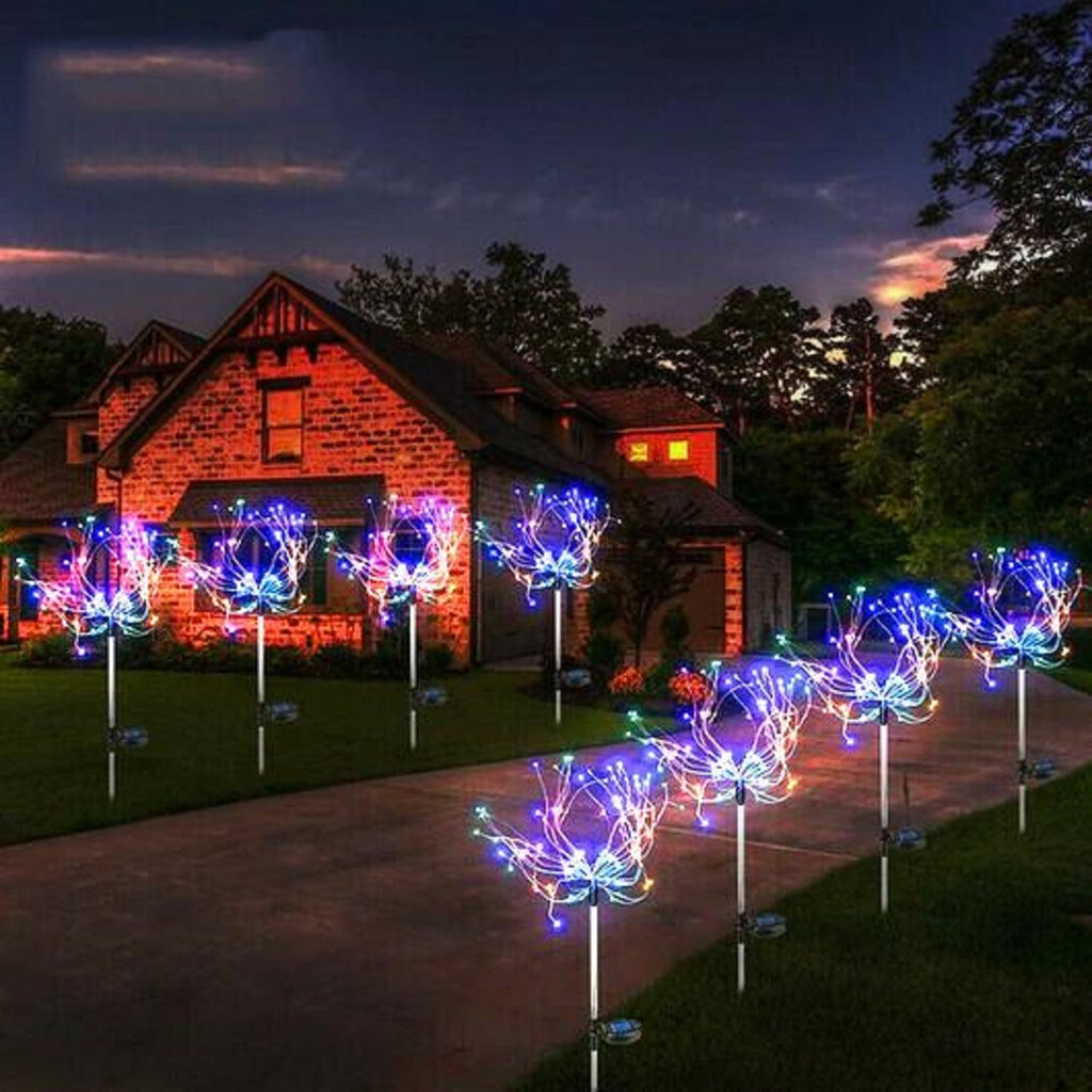 Solar Lights Outdoor Garden Decor Waterproof 1 Pack, Solar 90 LED Fireworks Fairy Lights Yard Decorative Outside, Sparklers Sticks Twinkle Lights Patio Flower Bed Planter Pathway Lawn Decorations