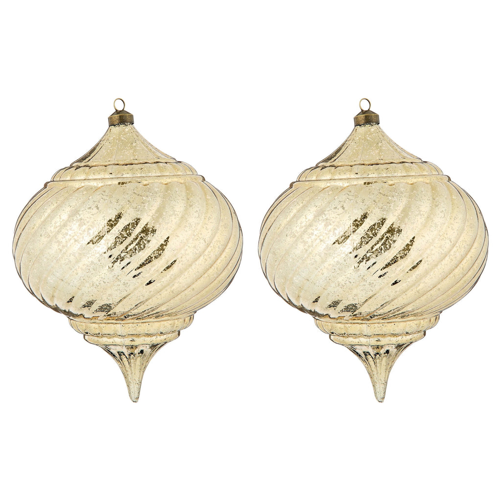 My Texas House 2-Count Gold Finial Shatterproof Christmas Ornaments, 11"