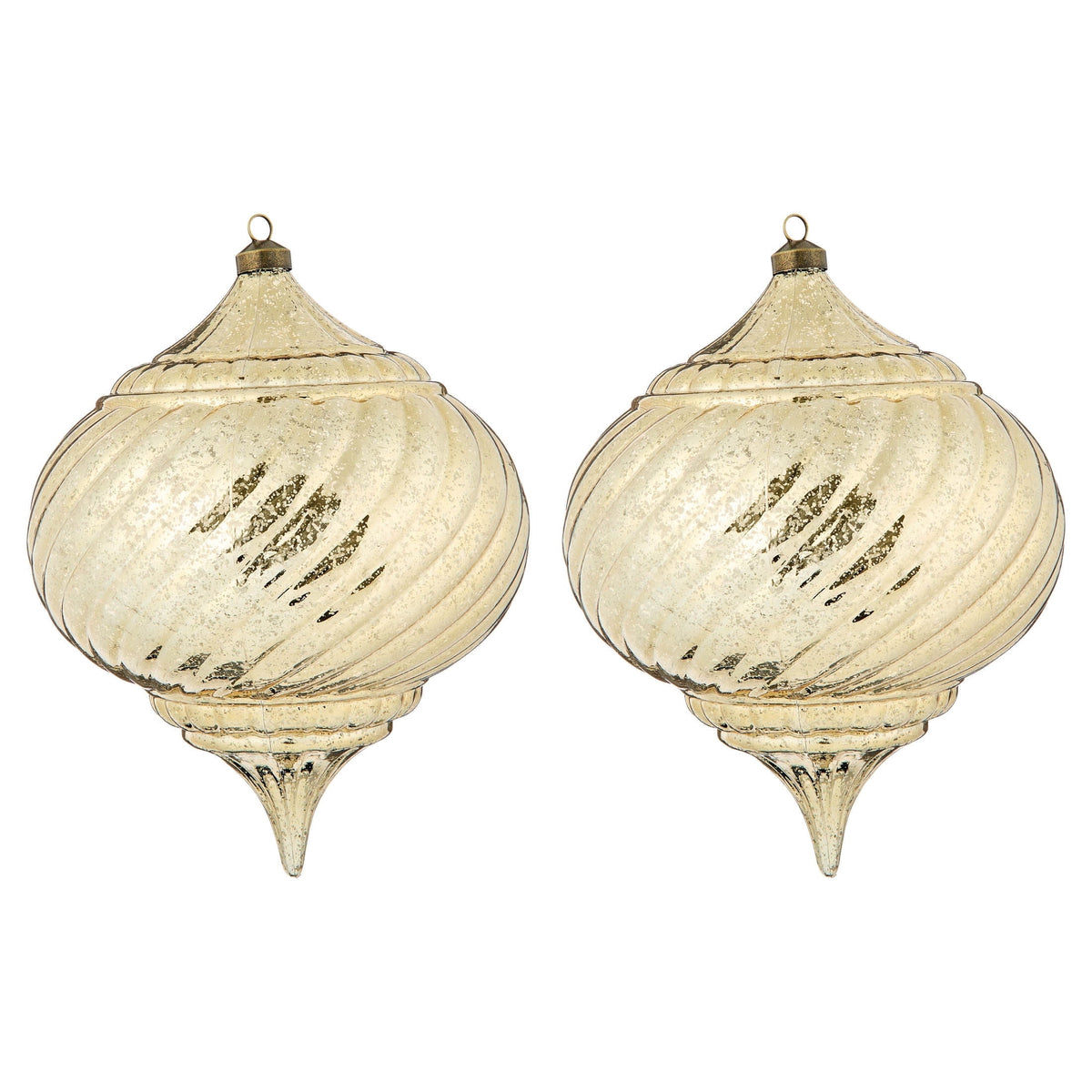 My Texas House 2-Count Gold Finial Shatterproof Christmas Ornaments, 11"