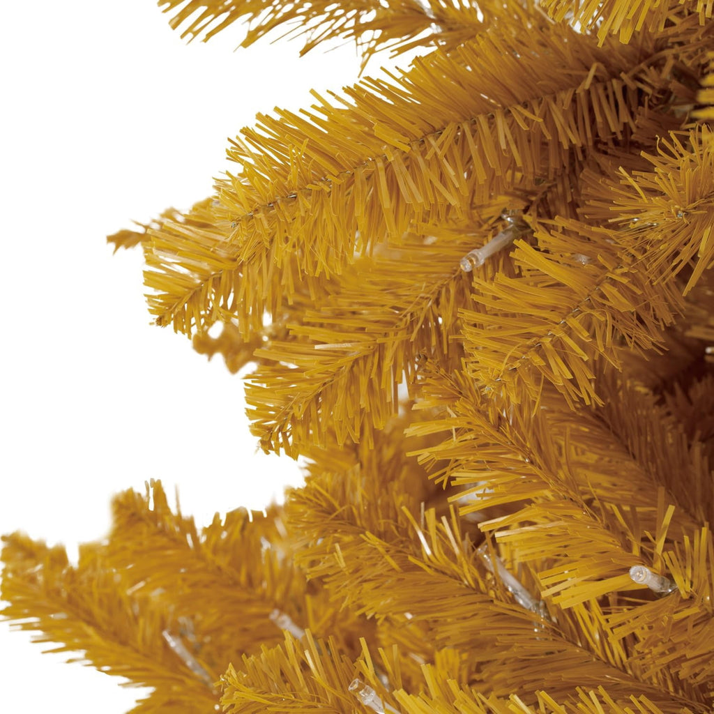 Naomi Home 7.5ft Gold Christmas Tree with Lights, Unique Colored Christmas Tree Prelit with 1412 Branch Tips, 600 Warm Lights and Metal Stand, Aritificial Christmas Tree