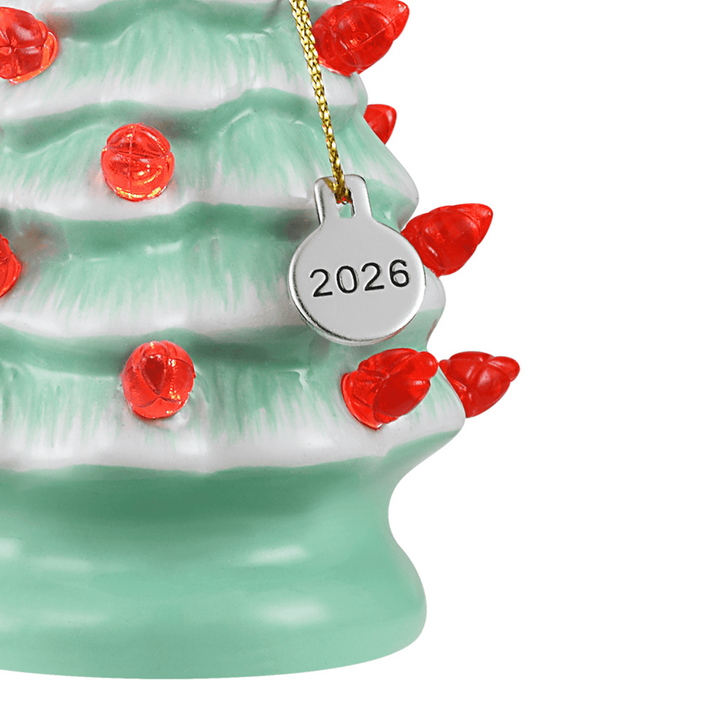 Mr. Christmas 4" Nostalgic Ceramic Lit Tree Ornament Decoration, Seafoam