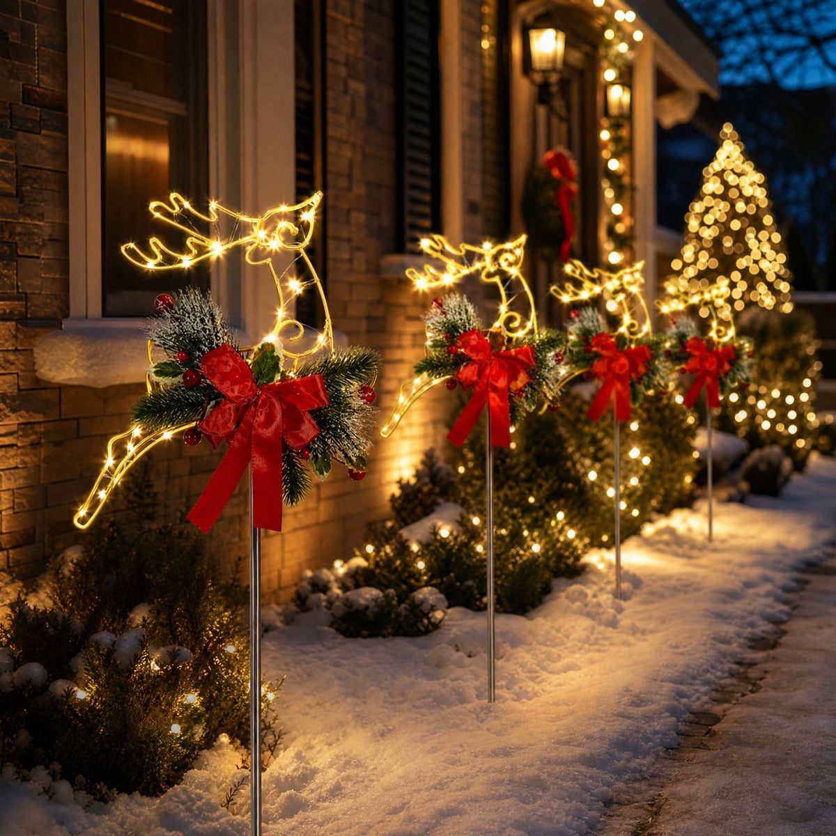 AuroraX Christmas Tree Christmas Decorations DIY 8 Lighting Modes Solar Waterproof Lighted Holiday Yard Stakes Indoor Outdoor Lights Patio Christmas Decorations