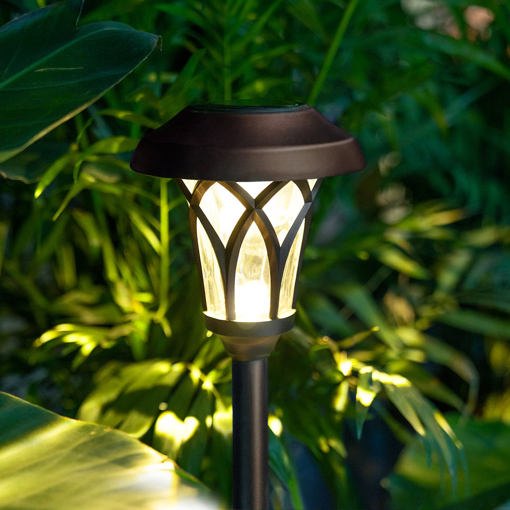 GIGALUMI Solar Pathway Lights, 6-Pack Metal Automatic Yard Lights for Garden, Patio, Walkway