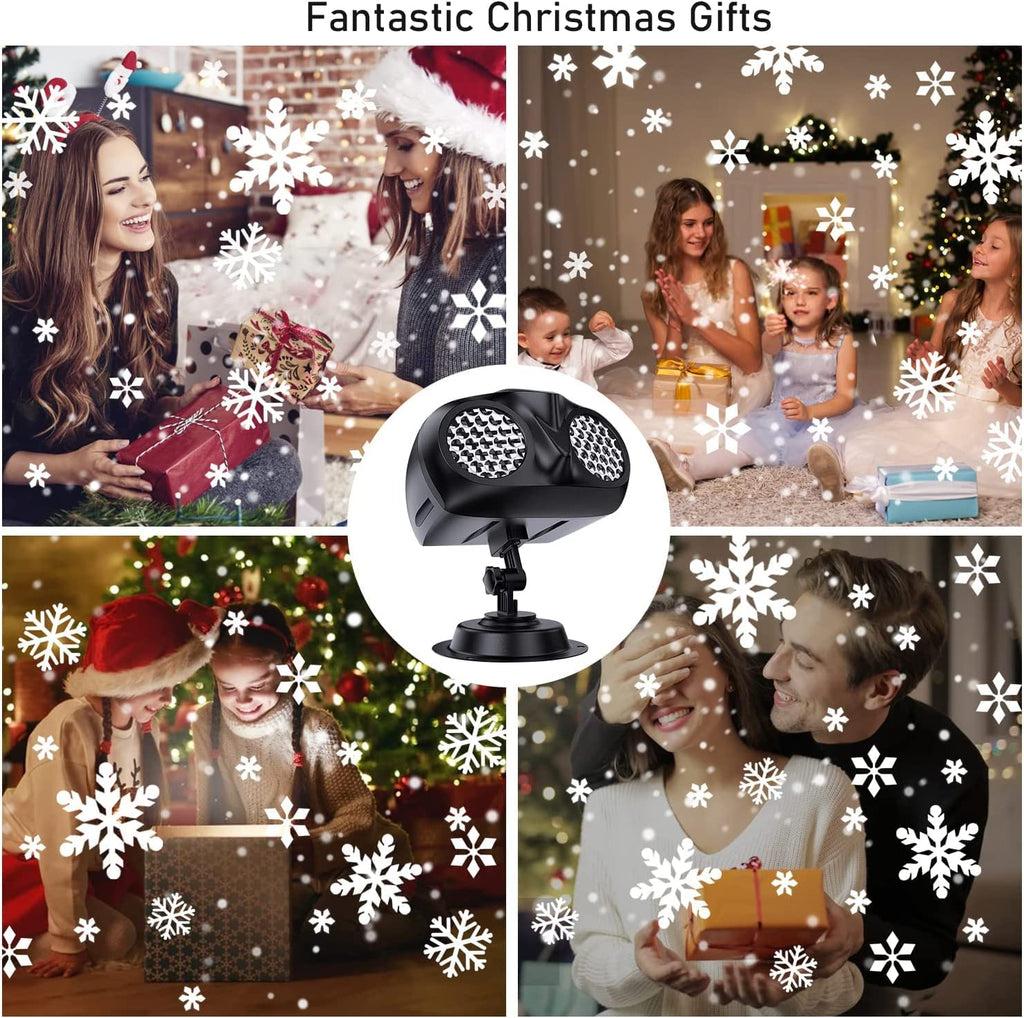 Morttic Christmas Snowflake Projector Lights, Waterproof LED Snowfall Spotlight Projector with Remote Control, Upgrade Rotating LED Snowfall Projection Lamp for Halloween Xmas Party Holiday Garden