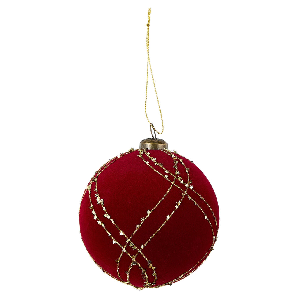 8-Count Red and Gold Glitter Velvet-Feel Shatterproof Christmas Ornaments, 4", by Holiday Time
