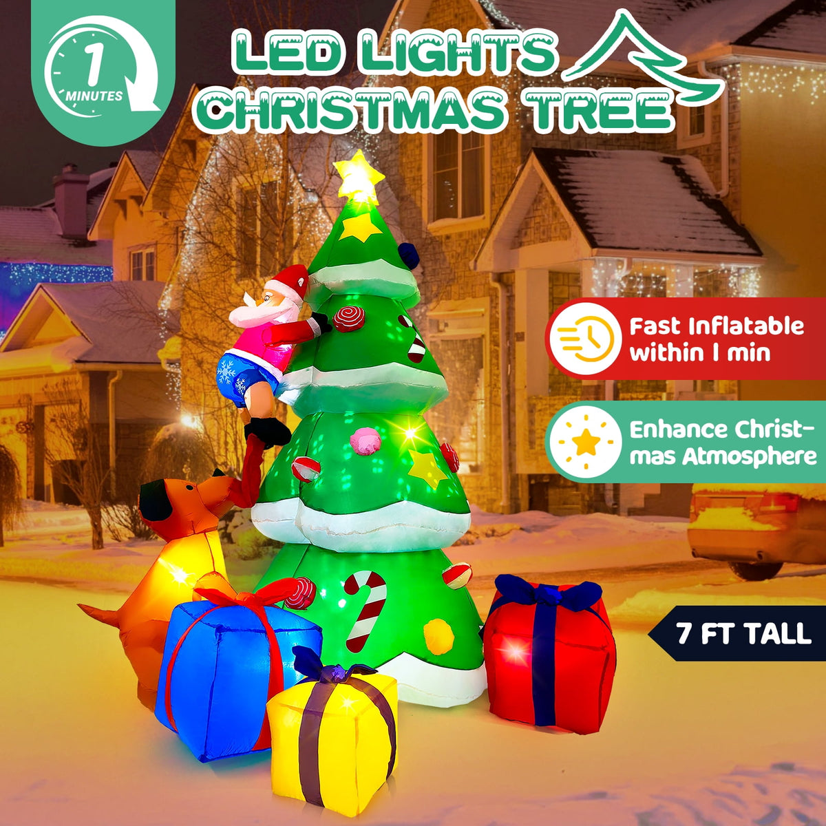 Wondiair 12FT Christmas Inflatable Nativity Scene with LED Lights for Outdoor Yard and Church Decor