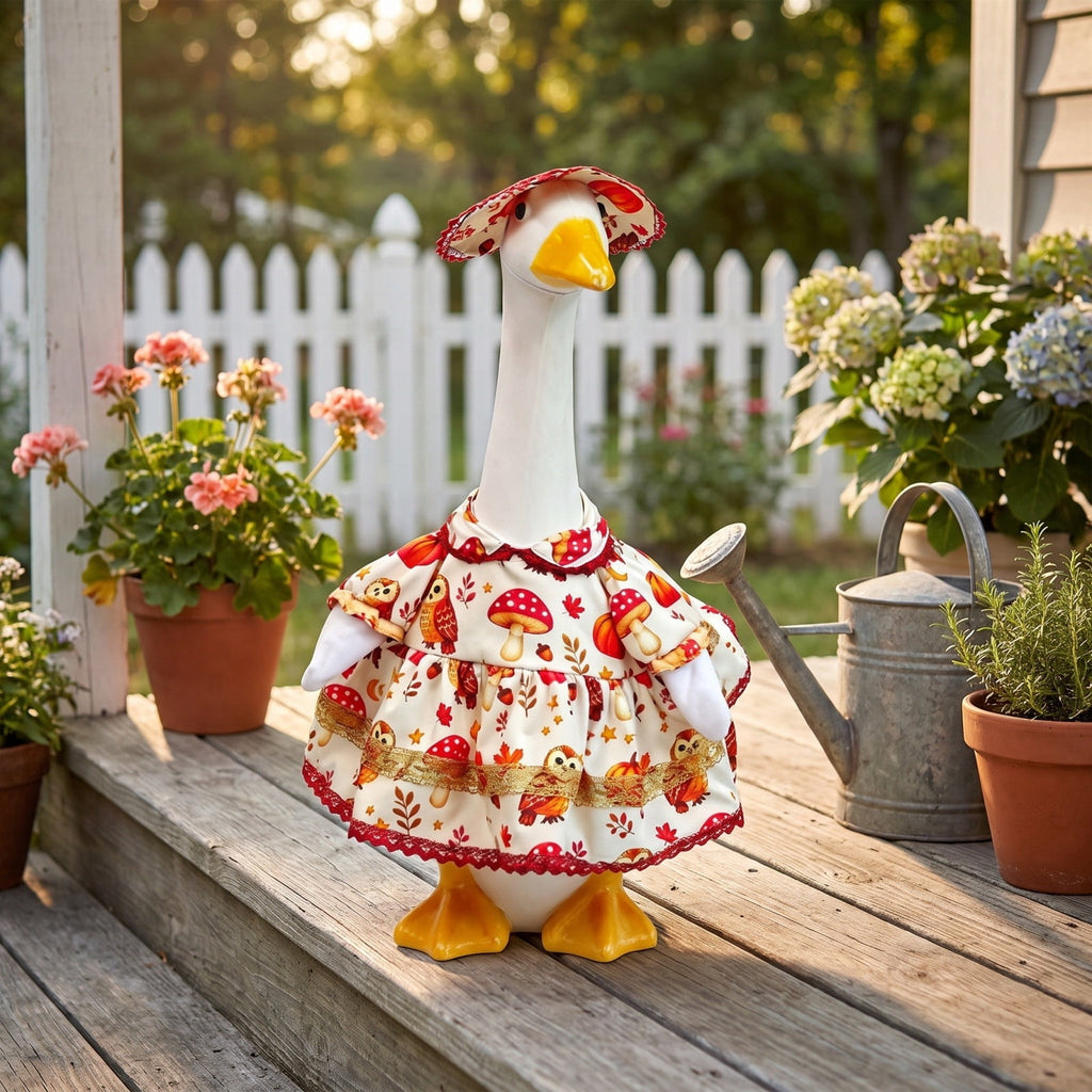 Lzobxe Porch Goose Clothes, Casual Style Lawn Yard Garden Decor for 23" High Cement or Plastic Geese, Goose Costume for All Season and Occasiona