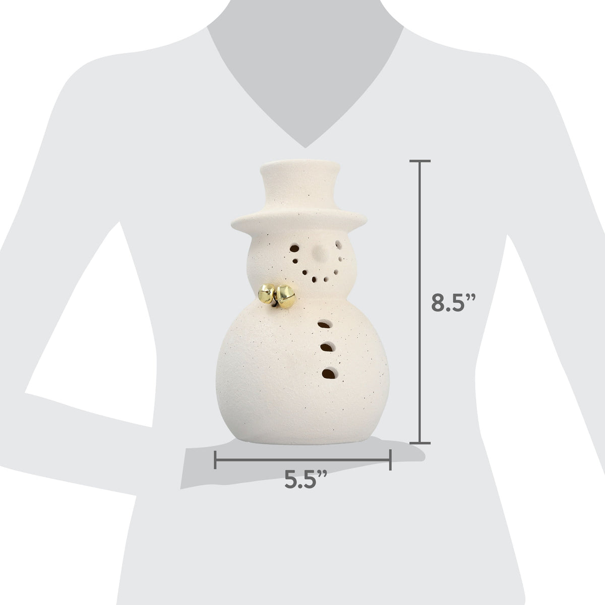 Medium Light-Up Snowman Christmas Decoration, White, 8.5", by Holiday Time
