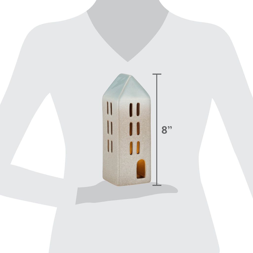 Light-Up LED Ceramic House Christmas Decoration, Gray, 8", by Holiday Time