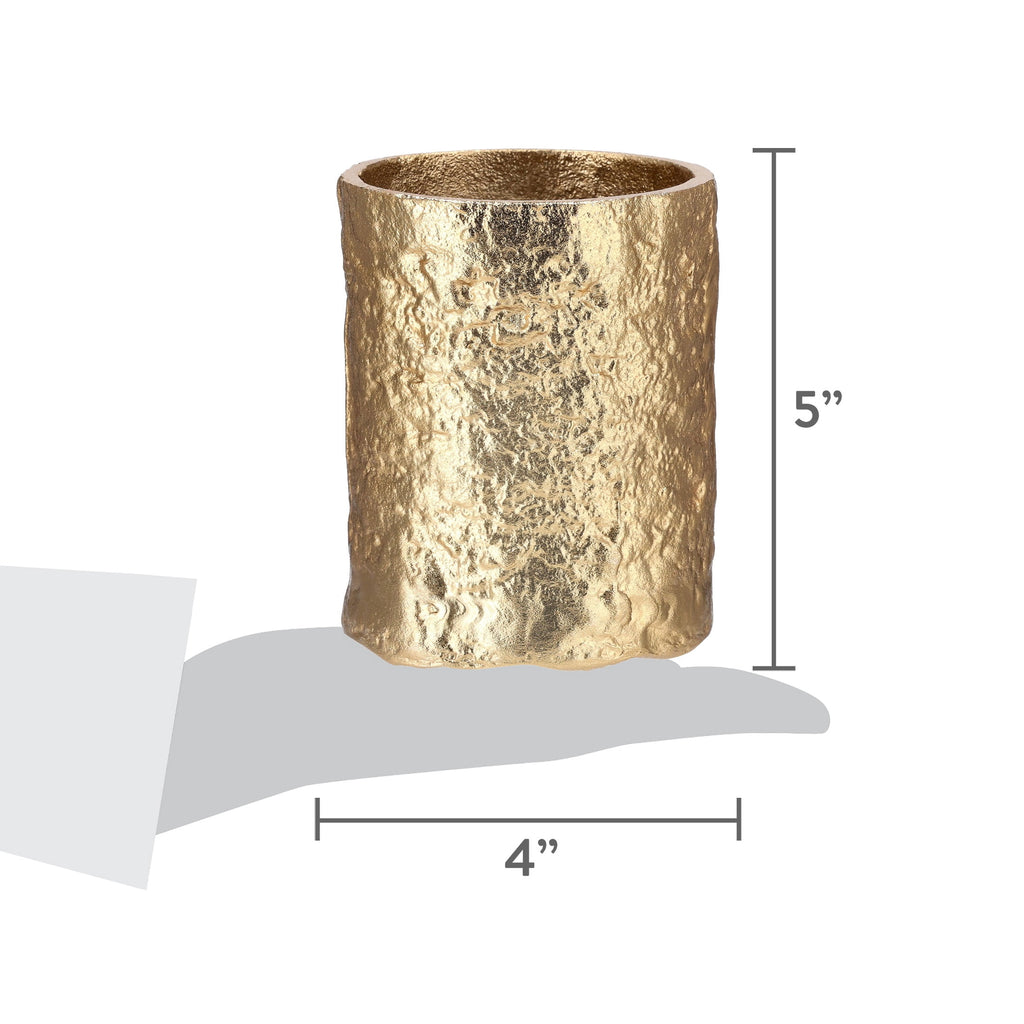 Large Metal Christmas Pillar Candle Holder, Rustic Gold, 5", by Holiday Time