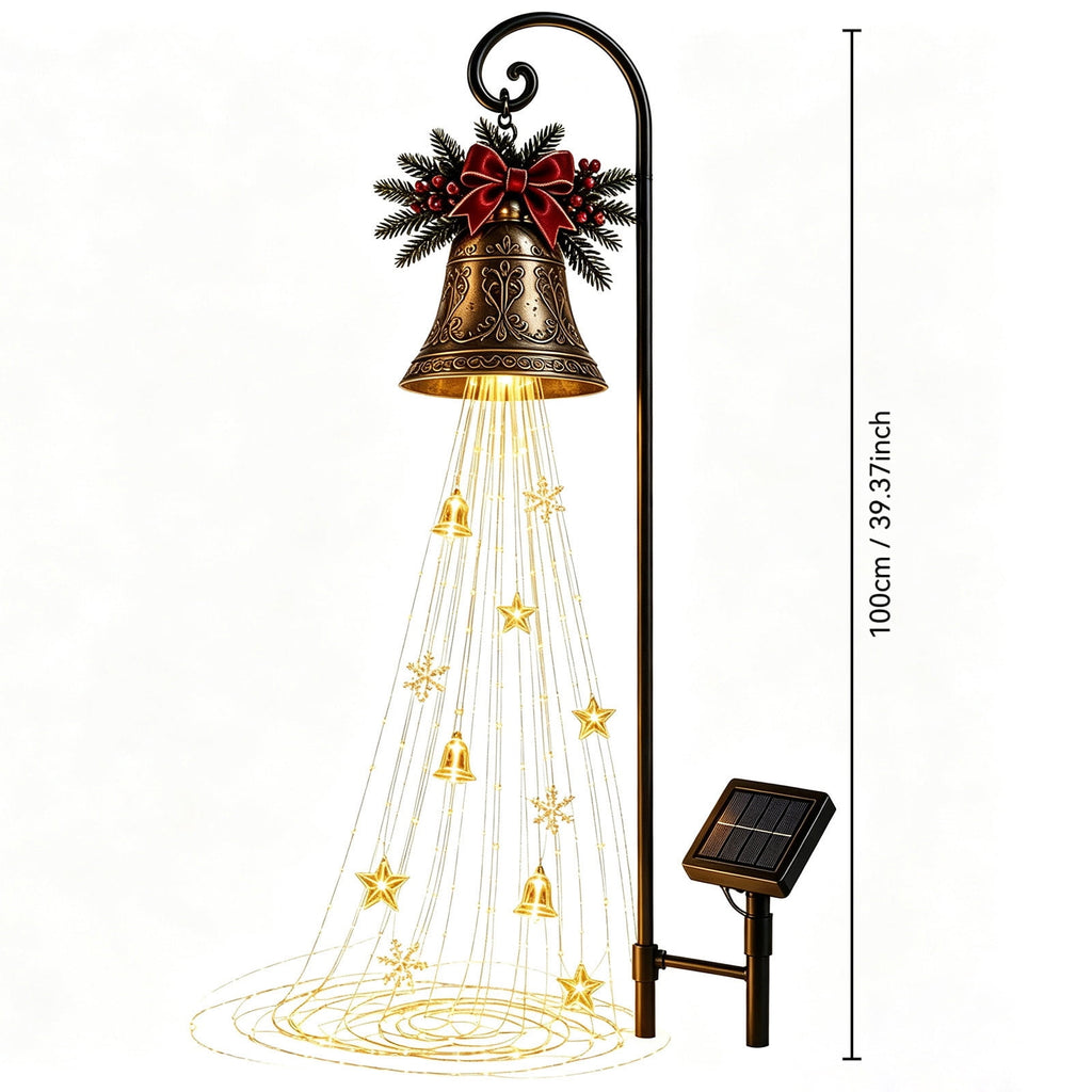Luckky Christmas Bell Cascade Solar Yard Light, 39.37 Inch Warm White Cascading Bell Garden Stake Light, Solar‑Powered Outdoor Christmas Decor for Lawn, Garden, Pathway & Front Yard, 1 Pack