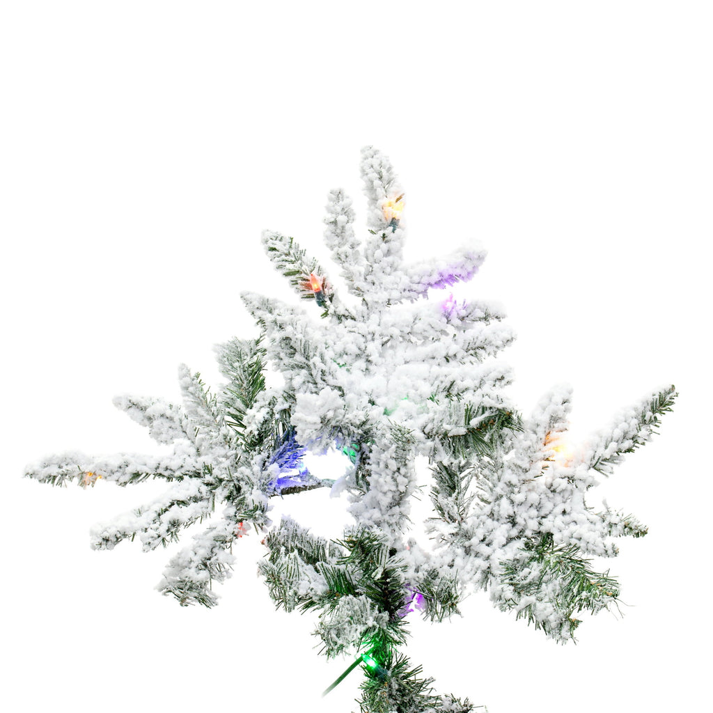 Vickerman 9' Flocked Utica Fir Artificial Christmas Tree, Multi-Colored LED Lights
