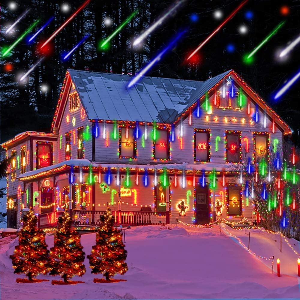 Rirool Meteor Shower Rain Lights, Valentine Lights 50cm 10 Tubes 540 LED Icicle Snow Falling Christmas Lights Outdoor Raindrop Lights, Xmas Wedding Party Tree Holiday Decoration, Blue