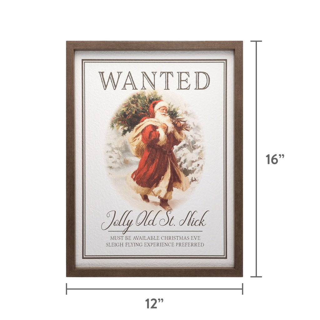 Jolly Old Saint Nick Framed Christmas Wall Art, Multicolor, 12" x 16", by Holiday Time