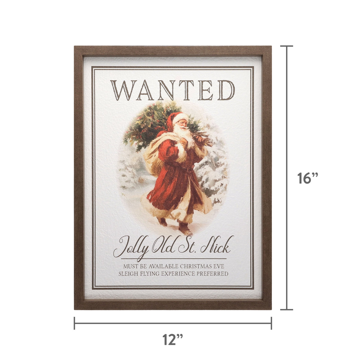 Jolly Old Saint Nick Framed Christmas Wall Art, Multicolor, 12" x 16", by Holiday Time