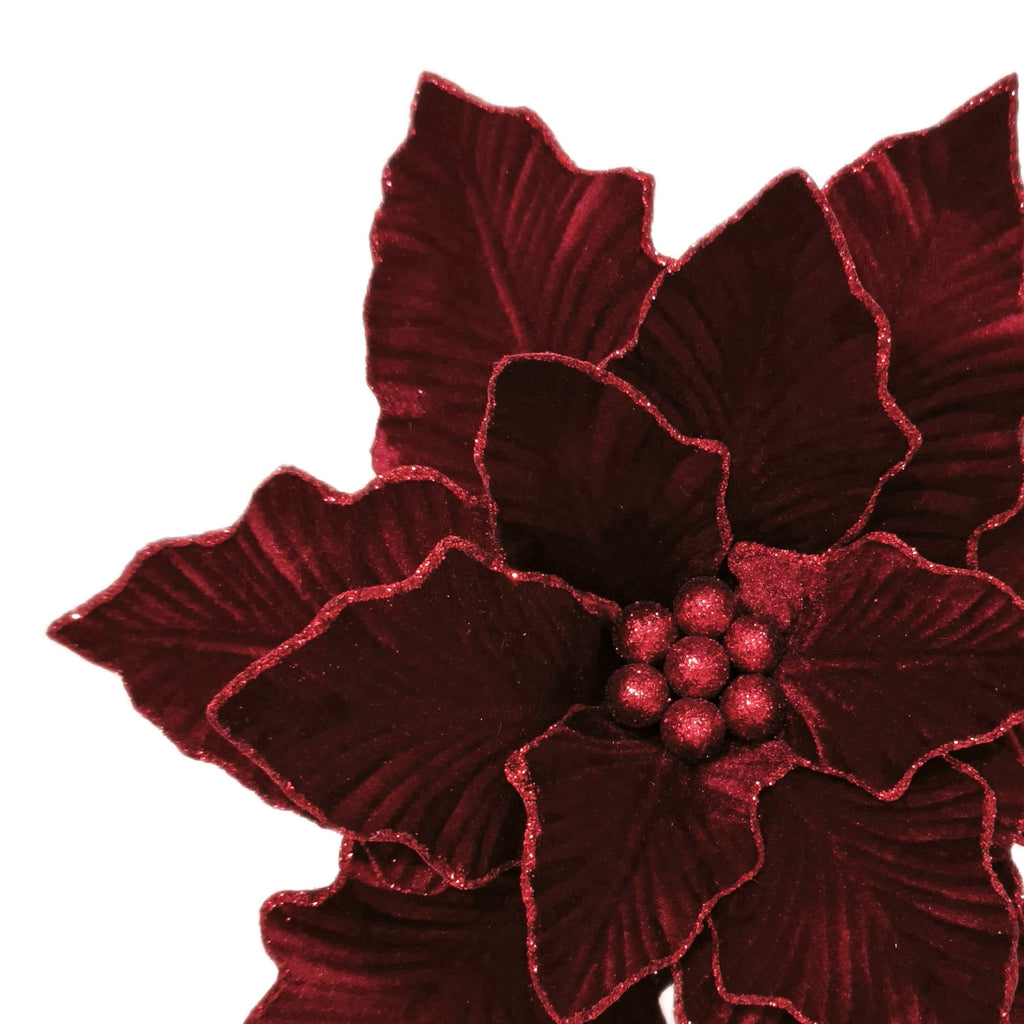 Deluxe Burgundy Poinsettia Christmas Clip Ornament, 11.5", by Holiday Time