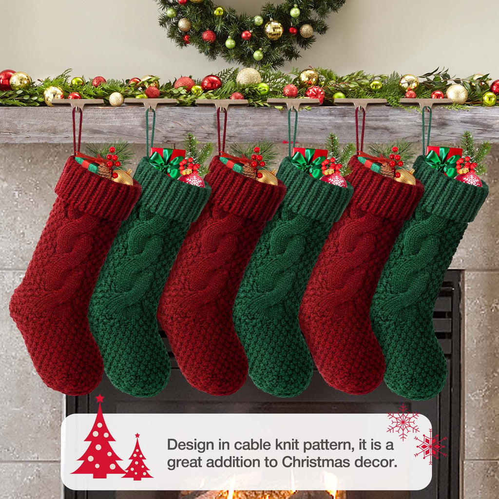 Ayieyill 6pcs Christmas Stockings Large Knitted Xmas Stockings 18 Inches Fireplace Hanging Stockings for Family Holiday Christmas Decoration