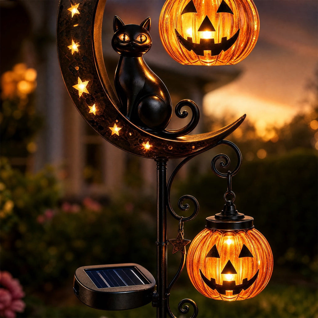 Stijggn Halloween Pumpkin Stake Solar Garden Lights, Waterproof Multi Branch Little Pumpkin Lantern Garden Stake Lights Outdoor Walkway Yard Garden Decoration