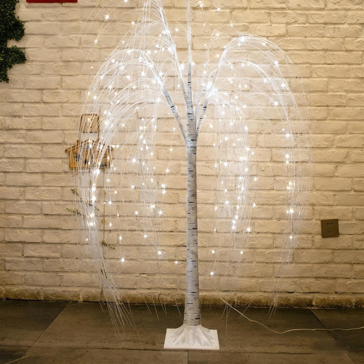 Dreisshy Artificial Christmas Twinkling Trees, 180 LED Willow Tree Lights, Fiber Optic Lights, Willow Christmas Tree Light for Indoor Party Home, Christmas Decorations, color
