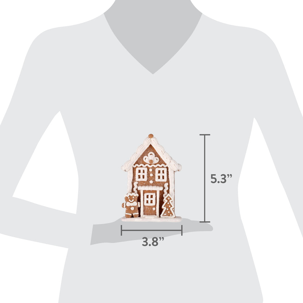 Clay Dough Gingerbread House Christmas Decoration, Brown and White, 5.3", by Holiday Time