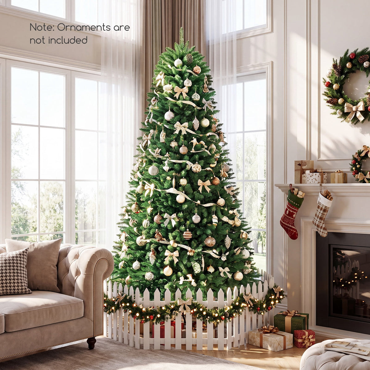 Costway 7.5 ft Unlit Artificial Fir Christmas Tree Hinged with 1968 Branch Tips Green