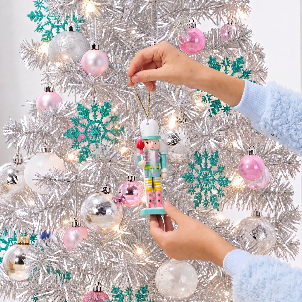 Best Choice Products 4ft Prelit Colored Christmas Tree, Artificial Tree Holiday Decor w/ 70 LED Lights - Baby Blue Tinsel