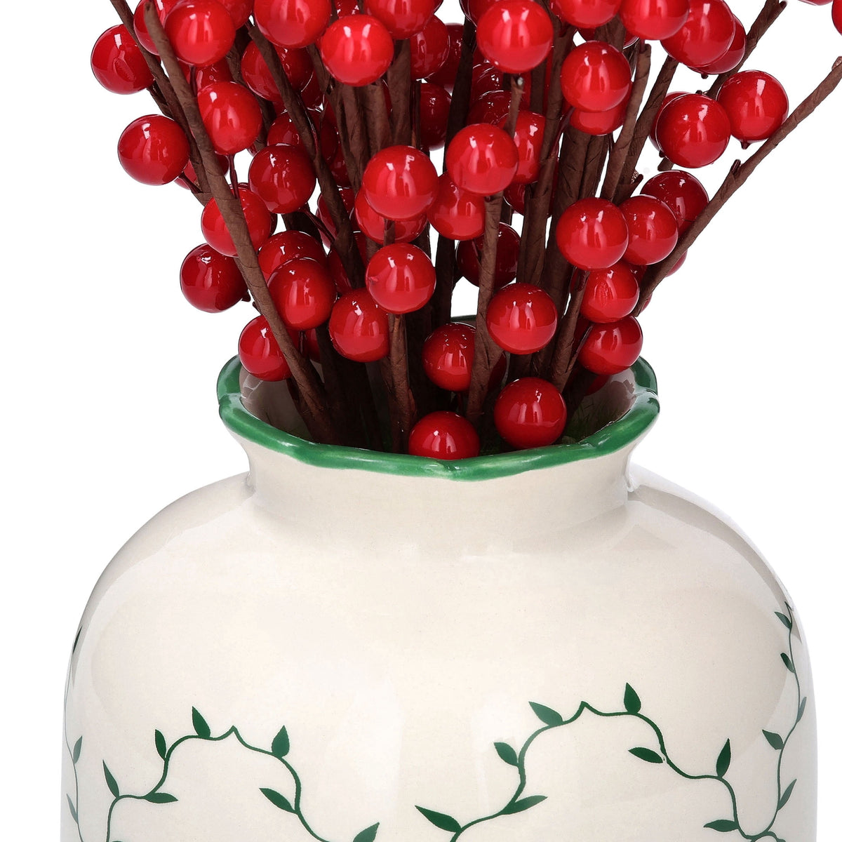 Berry Christmas Arrangement in Ceramic Pot, Red and White, 12", by Holiday Time