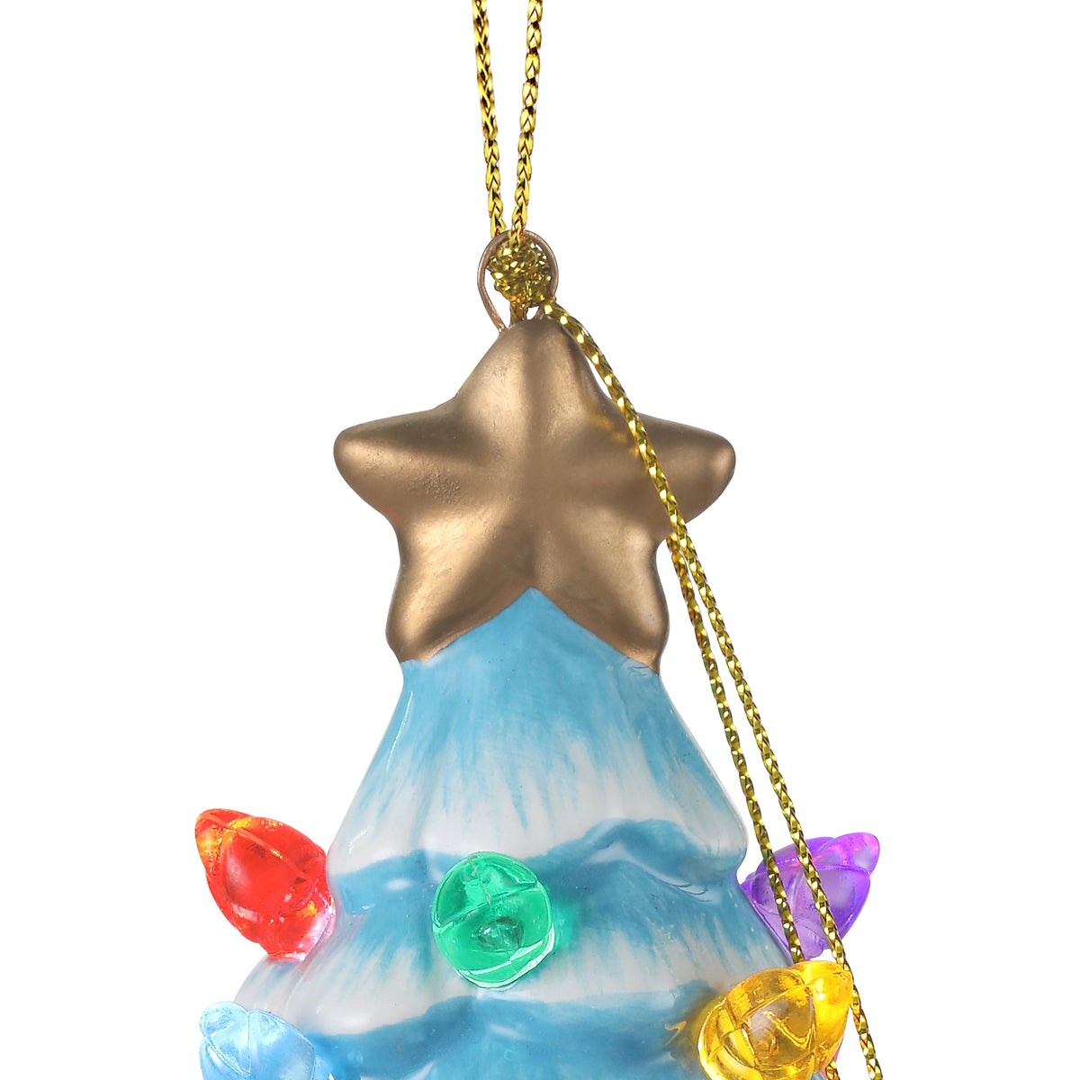 Mr. Christmas 4" Nostalgic Ceramic Lit Tree Ornament Decoration, Light Blue