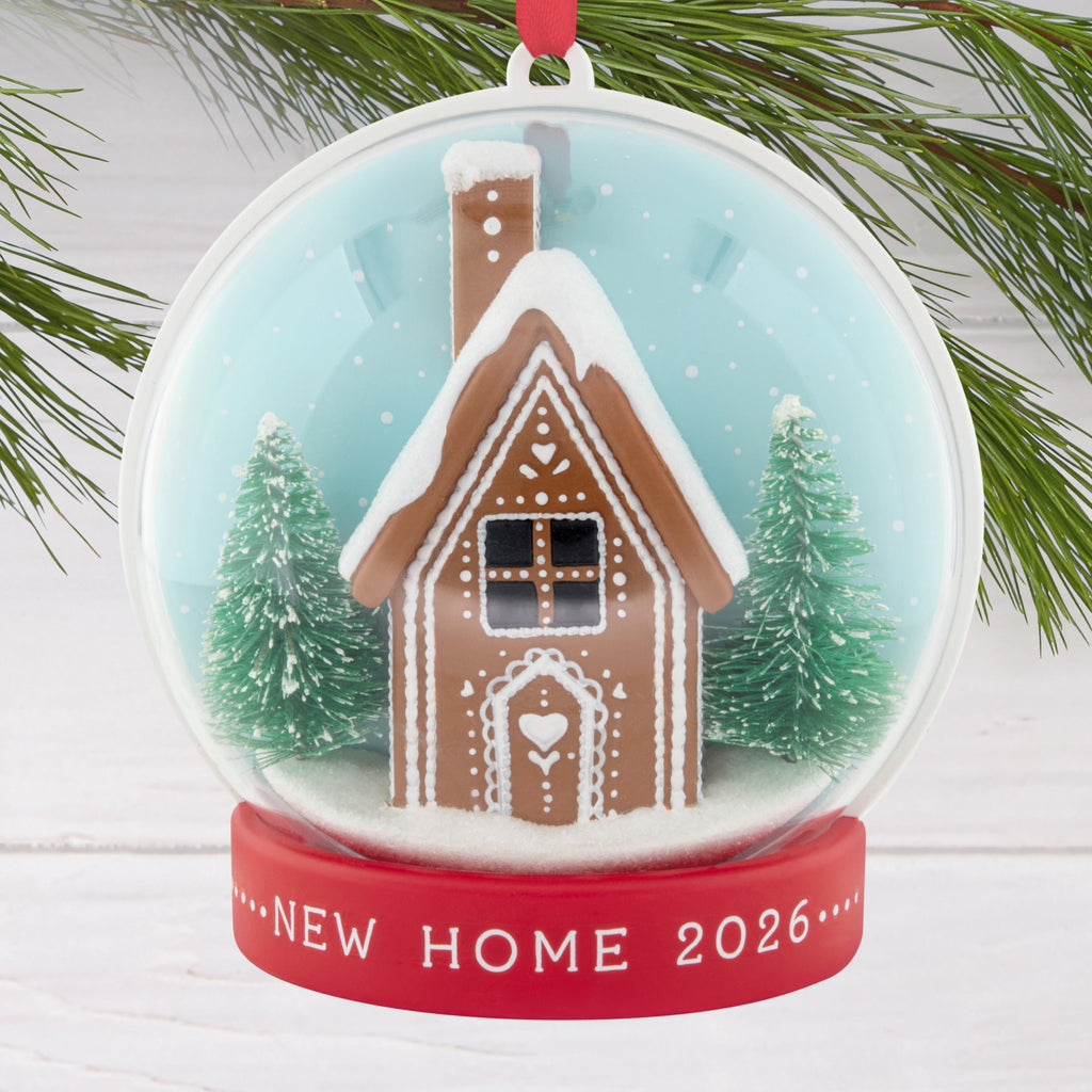 Hallmark Ornament (Gingerbread House Snow Globe New Home 2026), 1 Count