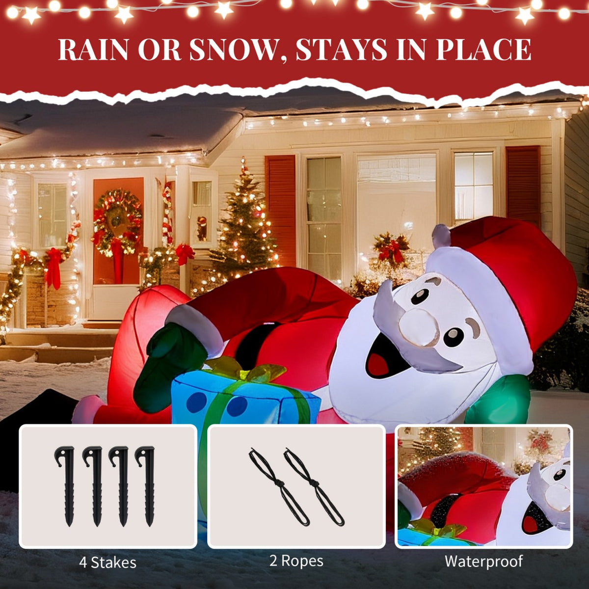 Tcbosik 12 FT Giant Christmas Inflatables Snowman Outdoor Yard Decorations, Blow up Snow Man with Black Hat, Built-in LED Light, Winter Outside Decor for Holiday Party Patio Garden Lawn