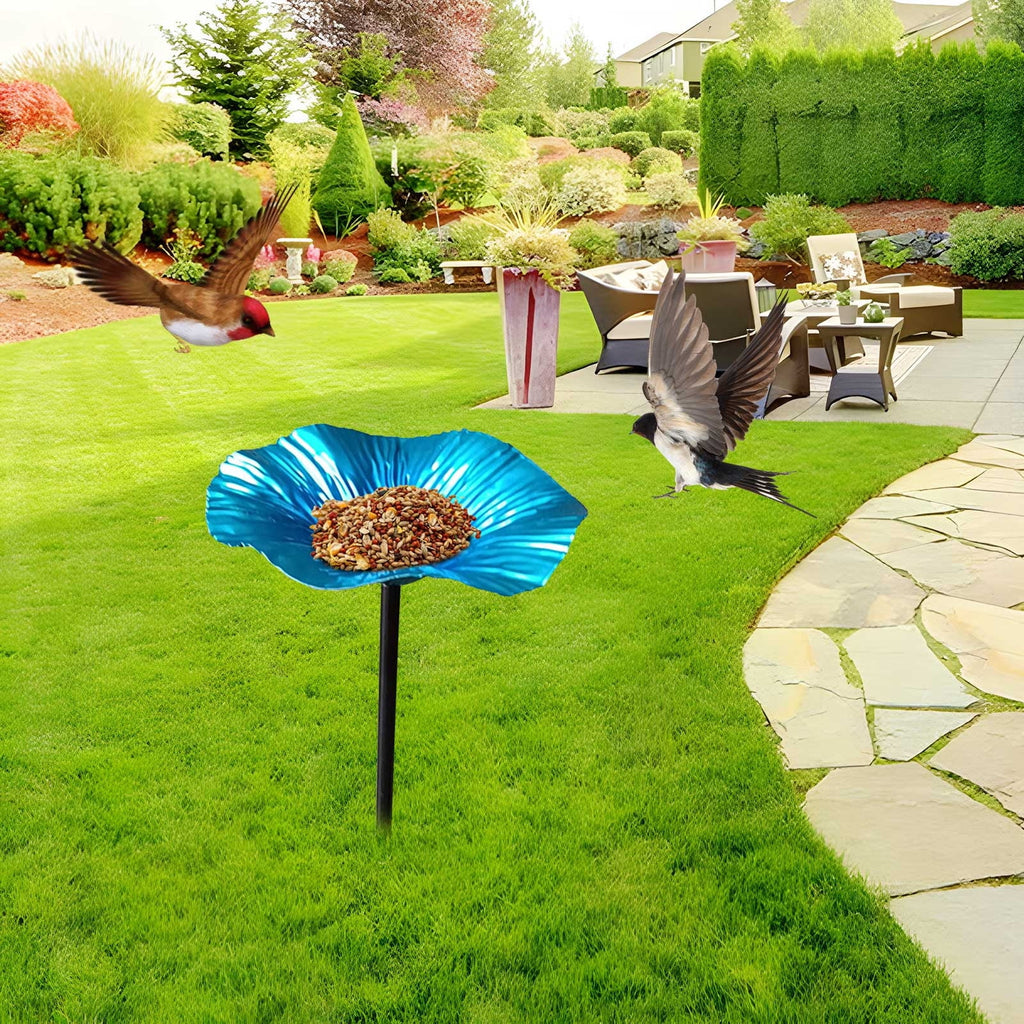 SLYNSHome Hummingbird Baths for outdoors Flowers Shaped Bird Bath Garden Decoration Hummingbird Feeders With Metal Stake for Yard Patio Outside (Hot Pink)