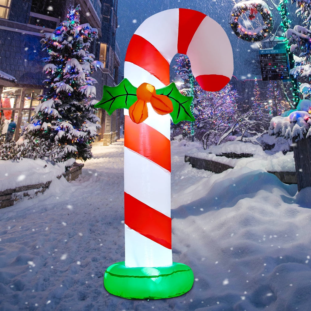 GOOSH 6 FT Christmas Inflatables Giant Candy Cane Decorations, Candy Cane Inflatable with Built-in LEDs, Outdoor Christmas Decorations Clearance for Xmas/Holiday/Party