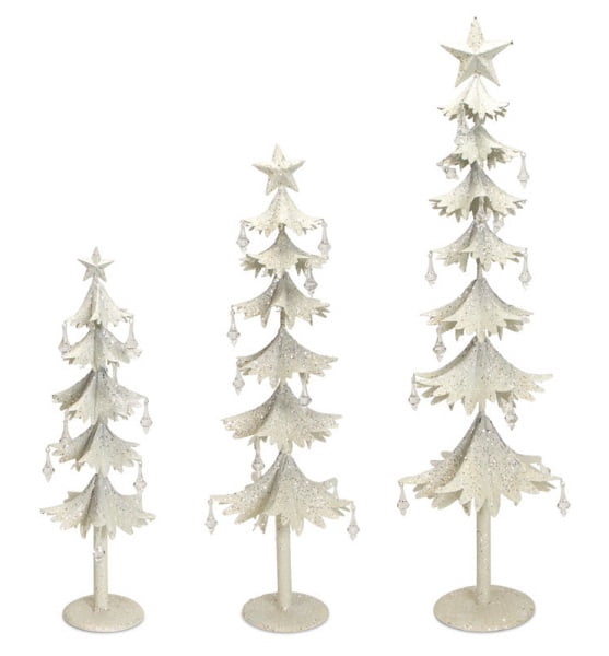 Melrose Cascading Jeweled and Glittered Christmas Metal Trees - 33" - Set of 3