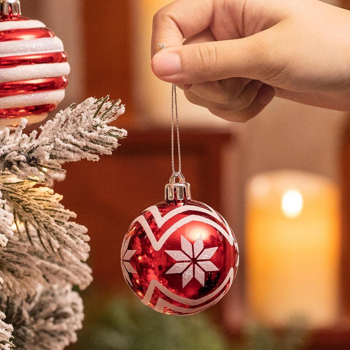 Valery Madelyn 24ct 2.36" Christmas Ball Ornaments, Red White Shatterproof Ornaments for Christmas Party Decor
