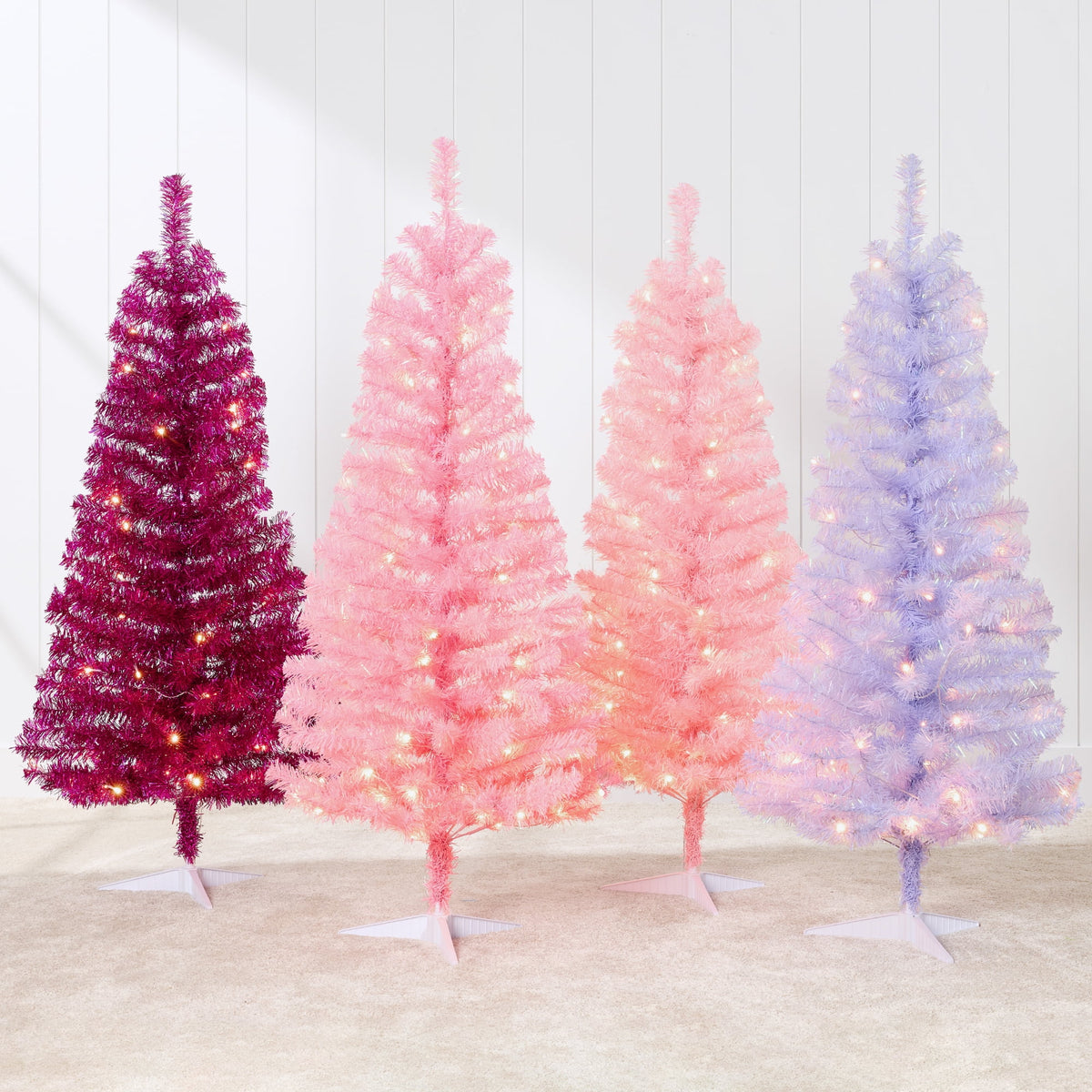 Best Choice Products 4ft Prelit Colored Christmas Tree, Artificial Tree Holiday Decor w/ 70 LED Lights - Baby Blue Tinsel