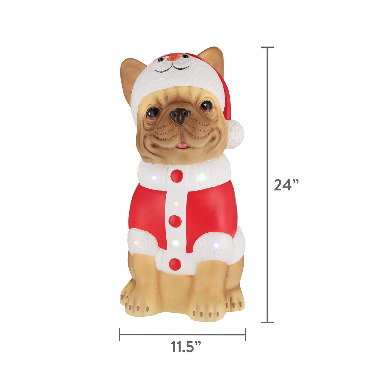 Lighted Blow Mold Pug Indoor/Outdoor Christmas Decoration, Multicolor, 24", by Holiday Time