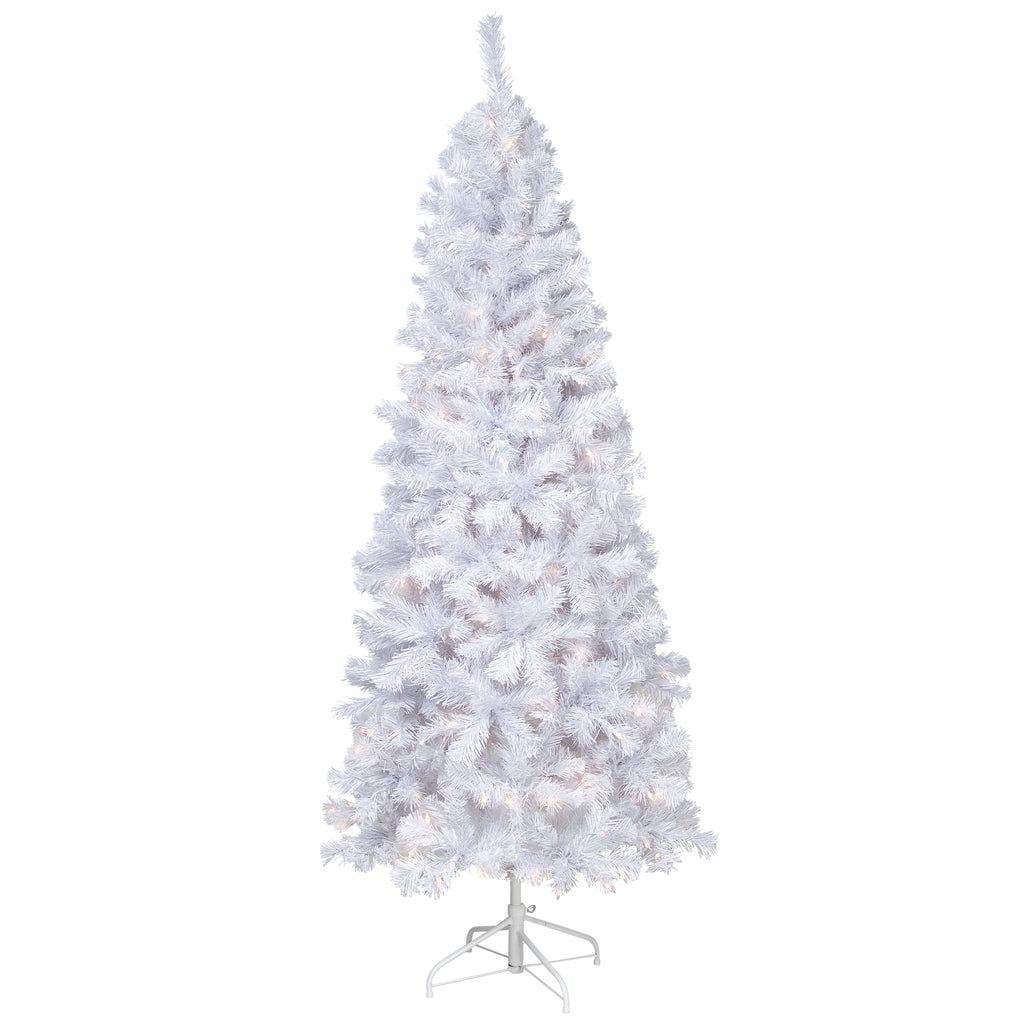 Northlight Pre-Lit Slim White Winston Pine Artificial Christmas Tree - 6.5' - Clear Lights