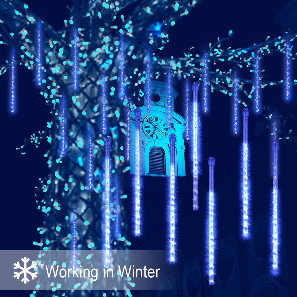 Rirool Meteor Shower Rain Lights, Valentine Lights 50cm 10 Tubes 540 LED Icicle Snow Falling Christmas Lights Outdoor Raindrop Lights, Xmas Wedding Party Tree Holiday Decoration, Blue