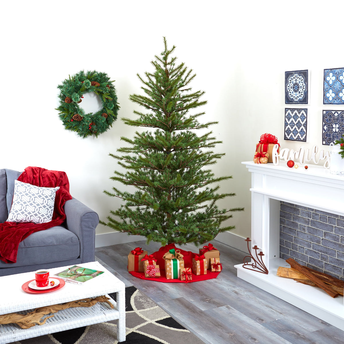 7ft. Vancouver Mountain Pine Artificial Christmas Tree with 374 Bendable Branches