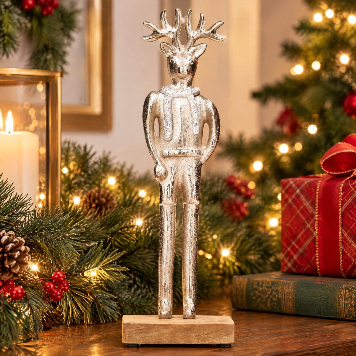 Metal Deer Man Christmas Decoration, Silver, 12", by Holiday Time