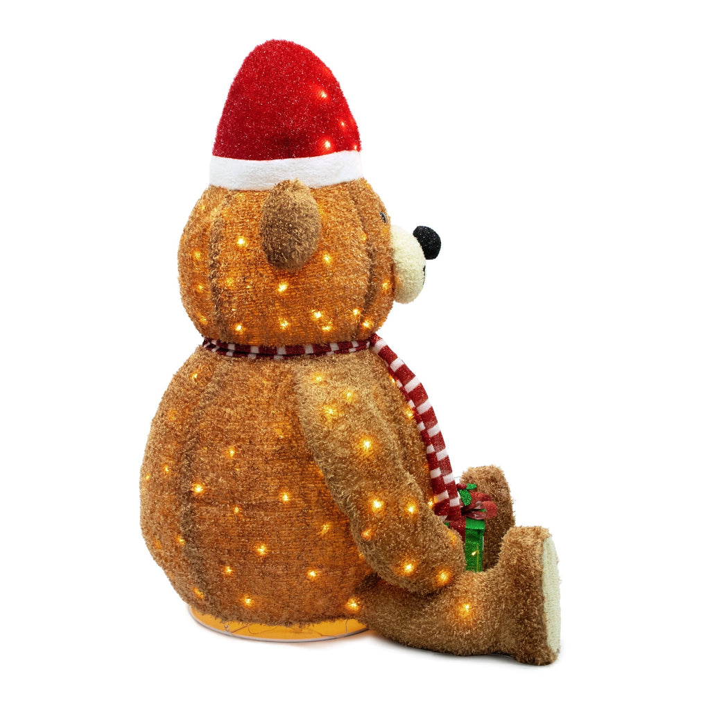 Indoor/Outdoor Light-Up Fluffy Pop-Up Bear Christmas Decoration with 230 LED Lights, Warm White, 55", by Holiday Time